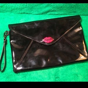 Envelope clutch purse SWAK Lips Red Rhinestone Kirna Zabete wristlet